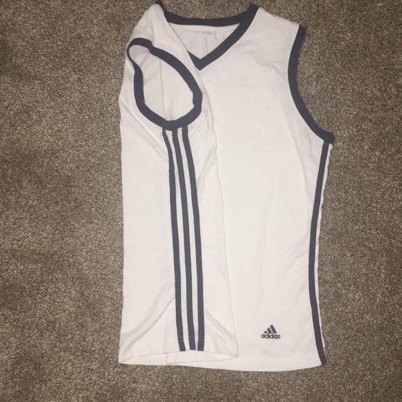 🌊•ADIDAS ATHLETIC TANK WHITE AND NAVY BLUE•🌊 - Picture 3 of 6